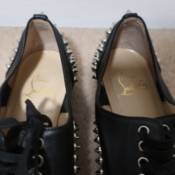 **HOST PICK** CHRISTIAN LOUBOUTIN FREDDY SPIKES BLACK FLATS SIZE 36 RRP $1495 - Picture 4 of 7